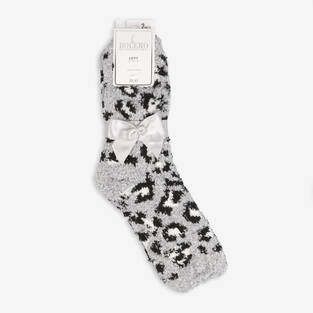 Bolero - Bolero 2li Kadın Yumuşak Peluş Kışlık Gri Leopar Home Socks Ev Çorabı - B25 (1)