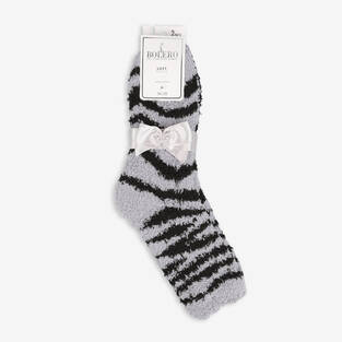 Bolero - Bolero 2li Zebra Gri Kadın Home Socks Ev Çorabı - B25 (1)