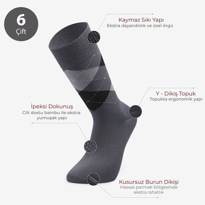 Bolero 6-Pack Premium Men's Bamboo Socks