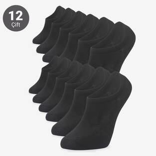 Bolero - Toptan 12'li Premium Görünmez Bambu Siyah Kısa Patik Çorap-E15 (1)