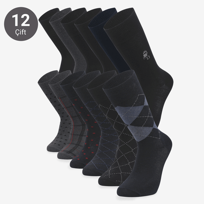 Wholesale 12-Pack Bolero Patterned Men's Socks